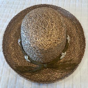 Sun N sand naturally hat wide brim summer Straw seashells tan one size fits most